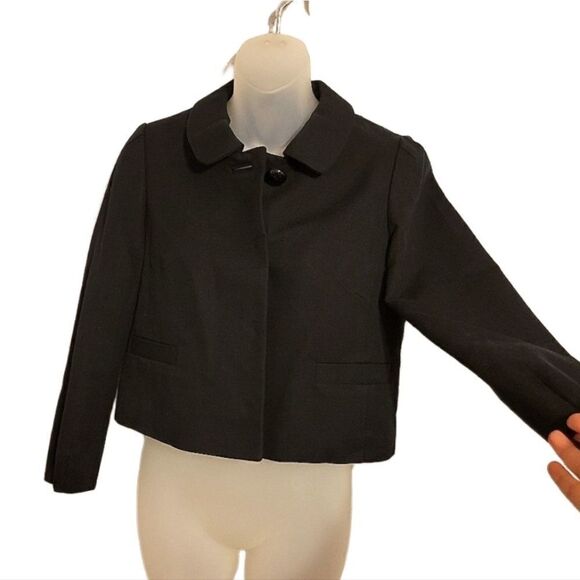 Banana republic crop blazer jacket cotton/wool blend sz 0 - Picture 2 of 11